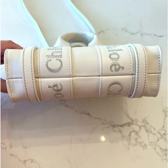 Chloe’ Mini Leather Woody Tote in White - Picture 12 of 12
